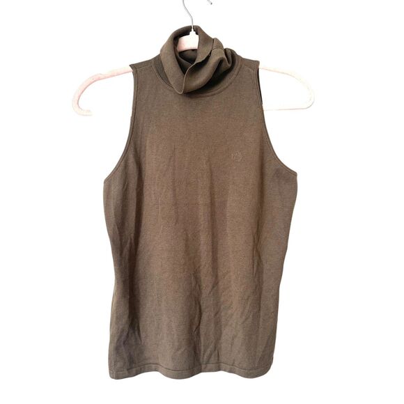 LAUREN RALPH LAUREN Turtleneck Sleeveless Light Sweater Green Small - Picture 2 of 5